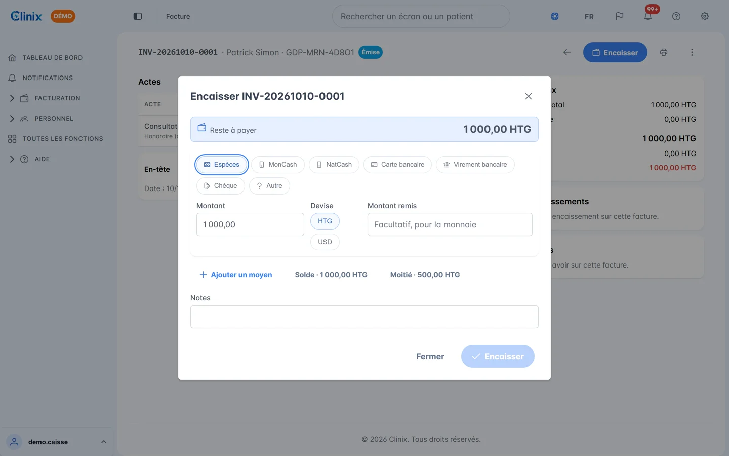 Encaissement d'une facture : moyens de paiement et devise